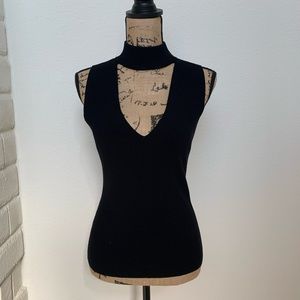 ALC Black Deep Neck Cut Sleeveless Ribbed